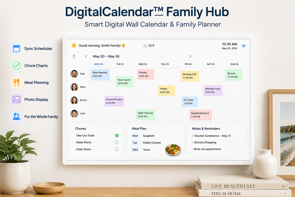 DigitalCalendar™ Family Hub – Smart Digital Wall Calendar & Family Planner